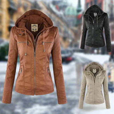Carolina – Hooded Leather Jacket