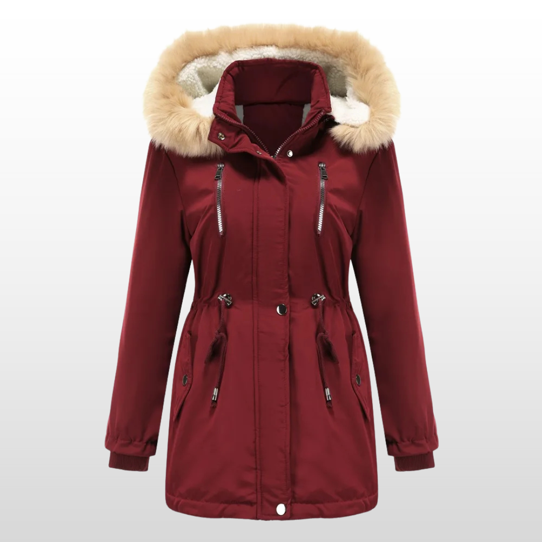 Marita | Lamb Fleece Puffer Parka with Detachable Fur Hood