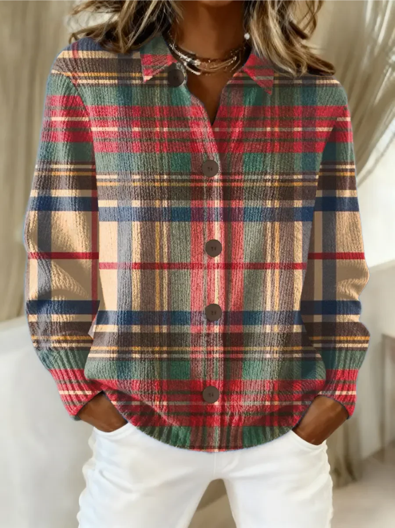 Gloria | Colorful Plaid Button-Up Cardigan