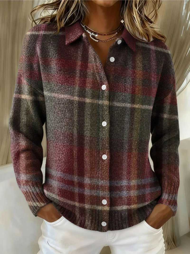 Eleanor | Timeless Plaid Knit Cardigan
