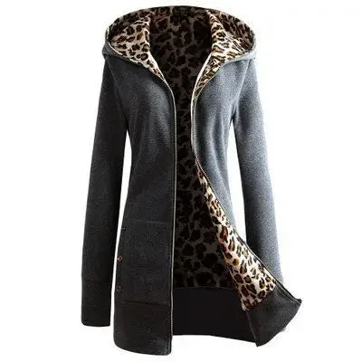Josephine | Reversible Hooded Coat with Leopard Print