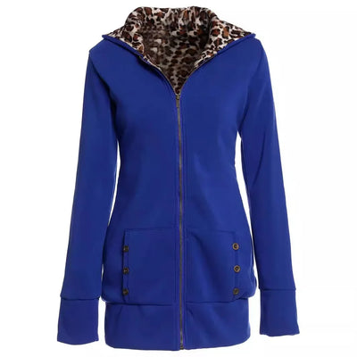 Josephine | Reversible Hooded Coat with Leopard Print