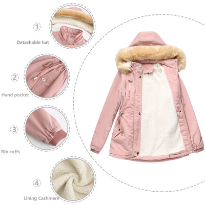 Marita | Lamb Fleece Puffer Parka with Detachable Fur Hood