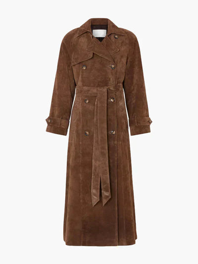 Veronika - Elegant Suede Trench Coat