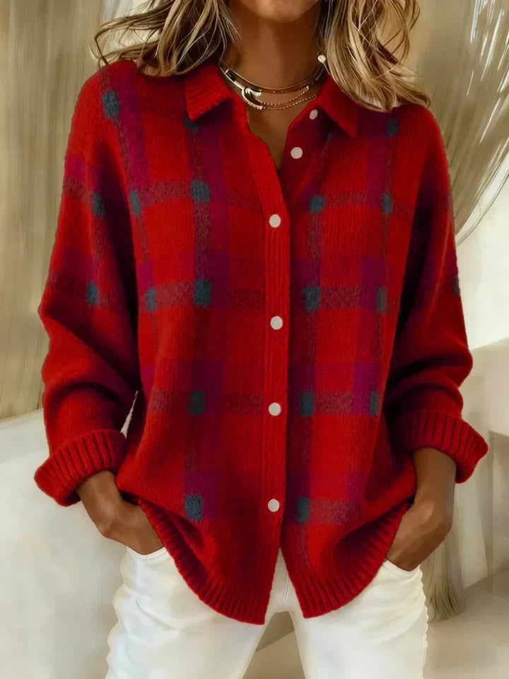 Victoria | Retro Plaid Sweater with Casual Contrast
