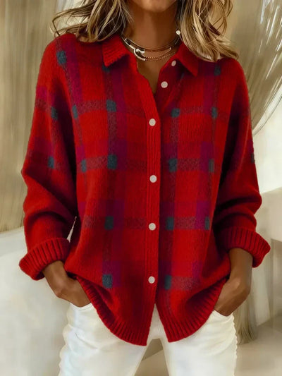 Victoria | Retro Plaid Sweater with Casual Contrast