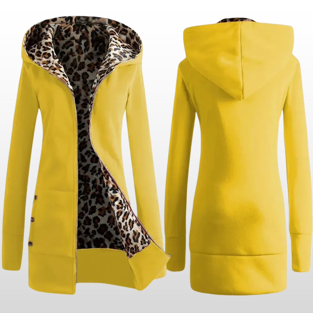 Josephine | Reversible Hooded Coat with Leopard Print