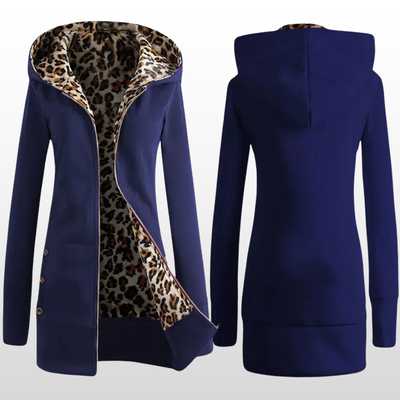 Josephine | Reversible Hooded Coat with Leopard Print