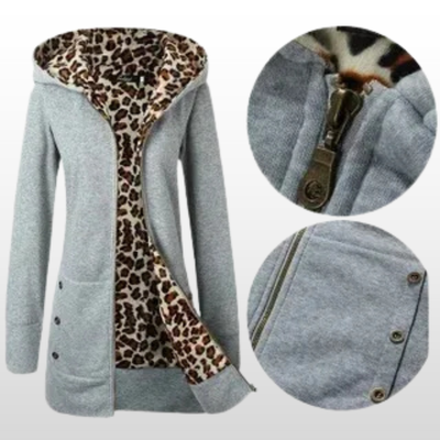 Josephine | Reversible Hooded Coat with Leopard Print